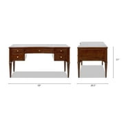 JTH LUXE Dauphin Gold Accent 5-Drawer Wood Executive Desk Dark Walnut Ash Wood & Veneer