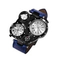 thumbnail image 2 of Trayknick Men Chic Dual Movement Quartz Waterproof Outdoor Thermometer Compass Wrist Watch Black + Blue, 2 of 13