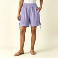 thumbnail image 4 of Sheghy Women's Shorts 100%Cotton Women Solid Elastic Waist Casual Split Hem Shorts Purple XXL, 4 of 6