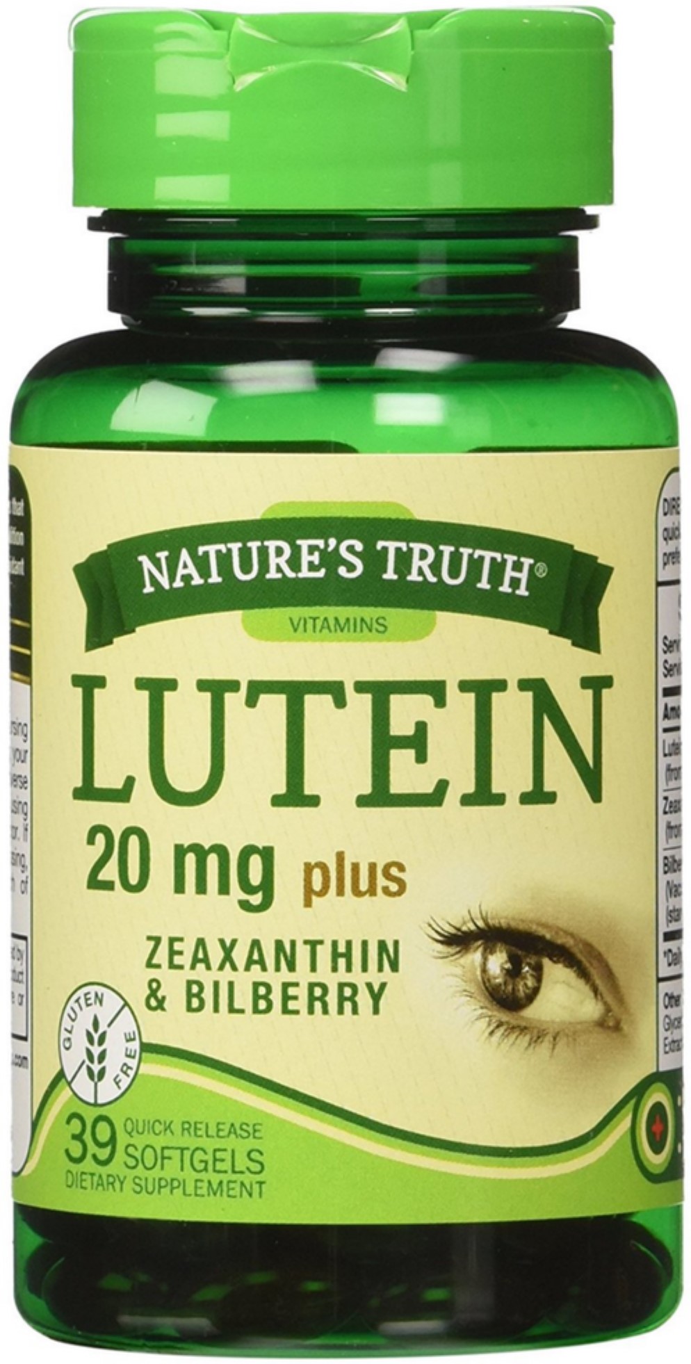 Nature's Truth Lutein 20 mg Plus Zeaxanthin and Bilberry Capsules 39 ea