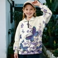 thumbnail image 2 of Uourmeti Purple Floral Butterfly Zipper Sweatshirt for Girl Kids Quarter Zip Up Pullover Sweatshirts Fall Winter Comfy Casual Loose for School 5-14 Years Size 13-14, 2 of 7