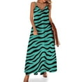 thumbnail image 1 of Vestido de noche sin mangas con estampado de cebra en negro y verde, vestidos largos para mujer, 1 of 7