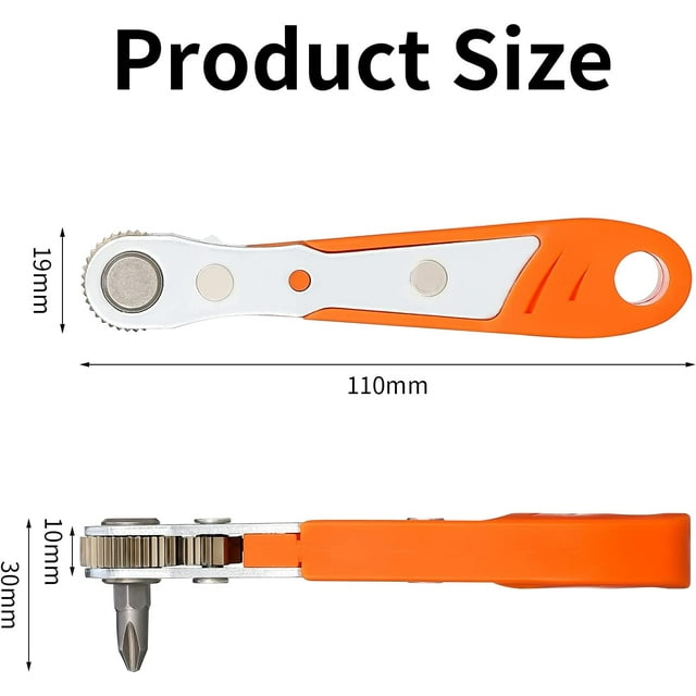 Destornillador magnético, mini trinquete de 6,35 mm, puntas de destornillador PH2 con impulsor de 6,35 mm de torsión alta desplazada reversible XianweiShao 8390614551077