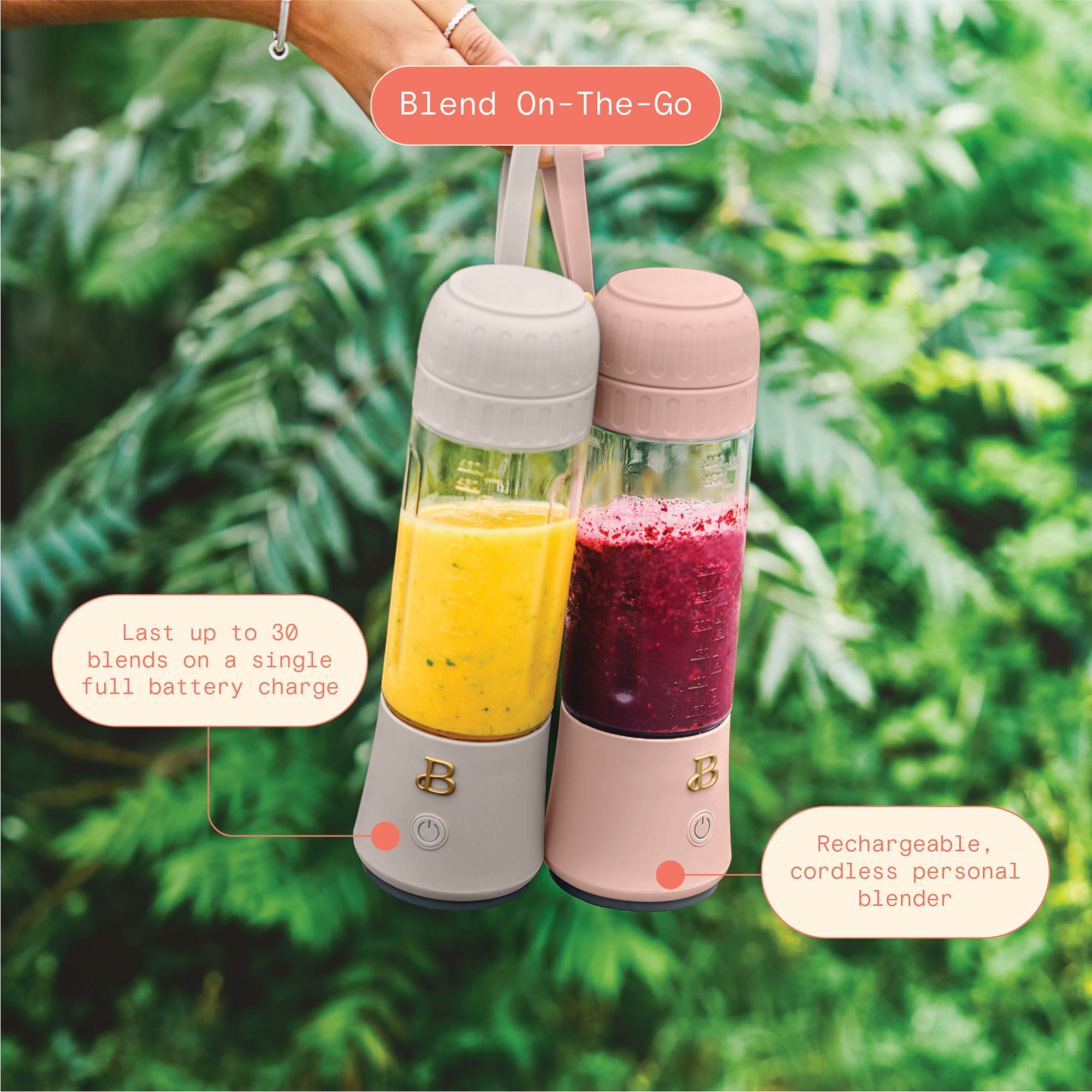 Beautiful Portable to-Go Blender 2.0, 70 W, 16 oz, Rose by Drew Barrymore