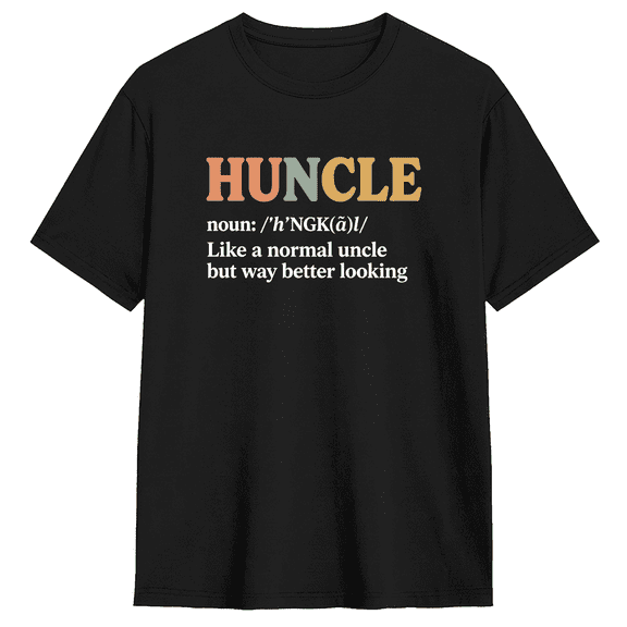 Huncle The Cool Uncle Retro Graphic Tee for Men, Funny Family Gift Cotton Short Sleeves T-Shirt