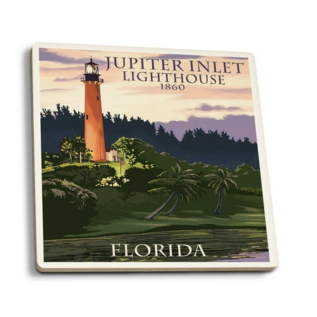

Jupiter Florida Jupiter Inlet Lighthouse Sunset (Absorbent Ceramic Coasters Set of 4 Matching Images Cork Back Kitchen Table Decor)
