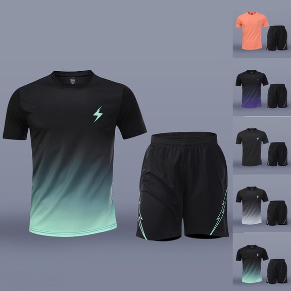 Men’s Active Quick Dry Crew Neck T Shirts | Athletic Running Gym Workout Short Sleeve Tee Set Big and Tall Size M-5XL Purple