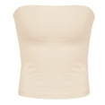 thumbnail image 6 of yueewhu Womens Strapless Tube Tops Basic Backless Sleeveless Bandeau Going Out Crop Tops Cute 2025 Summer Clothes (Beige, L), 6 of 6