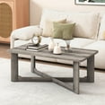 thumbnail image 2 of Gymax Coffee Table Solid Rubber Wood Center Table w/ X-Shaped Base for Living Room, 2 of 10