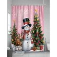 thumbnail image 5 of Fsddascl Pink Christmas Shower Curtain Set - Extra Long 72" x 96" Washable Bathtub Curtain with 12 Hooks, Xmas Snowman Tree Elk Snowflake Waterproof Fabric Stall Shower Curtains for Bathroom/Bathtub, 5 of 6