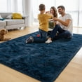 thumbnail image 3 of Lochas Soft Fluffy Rug Modern Accent Carpet Shaggy Area Rugs for Bedroom Indoor Living Room Home Decor,8'X10',Navy Blue, 3 of 7