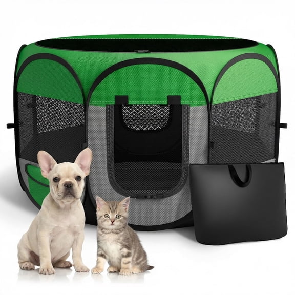 Pop-up Playpen for Small Dogs Cats 2 Doors, 29in Playpen Indoor Outdoor Use, Durable Pet Cat Playpen for Small Animal Foldable Pet Rest Room for Recovery Training