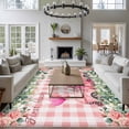 thumbnail image 3 of Eucalyptus Trucks Area Rugs 6'x9', Small Throw Rugs for Kitchen Dining room, Spring Farmhouse Floral Leaves Pink Plaid Indoor Outdoor Rug Non-Slip Low Pile Carpet Runner Reversible Floor Mats, 3 of 8