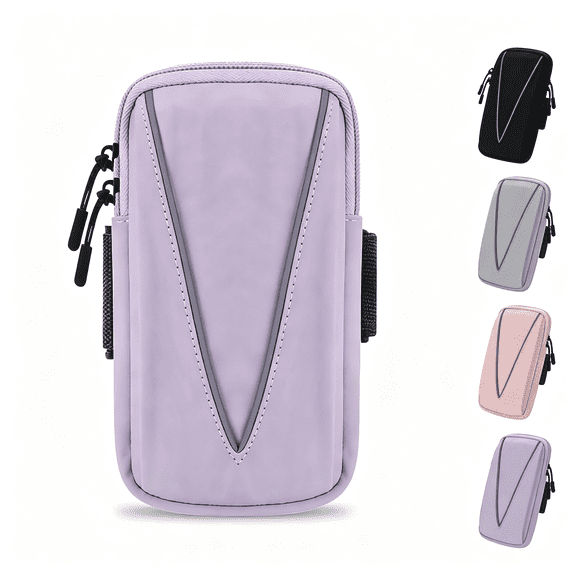 CUDIAO Running Phone Holder Women,Large Capacity Armband for Men,Arm Phone Holder for Running with Reflective Stripe,Lightweight Phone Pouch for Iphone 17 16 Pro Max 7.5" (Purple)