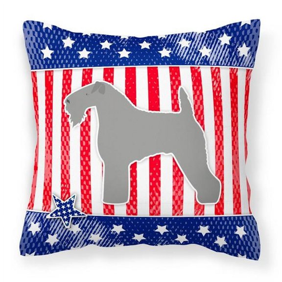 Carolines Treasures BB3292PW1414Patriotic Kerry Blue Terrier Fabric Decorative Pillow