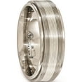 thumbnail image 4 of Titanium/Silver Two-Tone Edward Mirell Titanium With Sterling Silver Textured Line Step Edge 7.5mm Band (Size 13) Made In United States emr181-13, 4 of 5