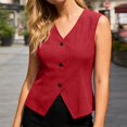 thumbnail image 2 of Womens Front Button Vest Solid Shawl Collar Back Tie Detail Casual Outerwear Layering Red L, 2 of 6