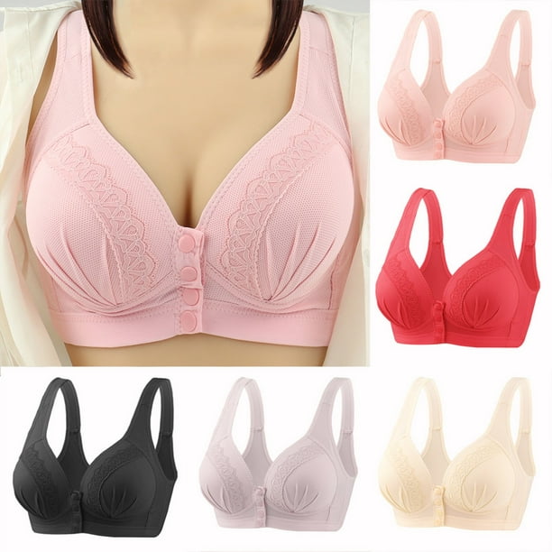TOWED22 Wireless Bras for Women,Women's Push Up Bras Lace Padded Floral  Contour Underwire Lightly Lined Plunge Bra Pink,38 