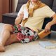 thumbnail image 5 of Balery Skull and Roses Pantalones cortos de pijama de punto de algodón para hombre con cinturilla y bolsillos-Large, 5 of 6