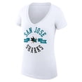 thumbnail image 2 of Women's G-III 4Her by Carl Banks White San Jose Sharks City Graphic V-Neck Fitted T-Shirt, 2 of 3