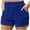 Blue, variant on Women's Sweat Shorts Cotton French Terry Curved Hem Workout Casual Relaxed Lounge Shorts with Pockets (Purple, L)