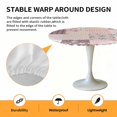 thumbnail image 2 of Elastic Fitted Round Tablecloth, Boho Spring Floral Waterproof Stretch Table Cover for 55"-60" Tables, Vintage Flowers Patchwork Plaid Pink Washable Outdoor Tablecloths for Patio, Picnic, Camping, 2 of 9