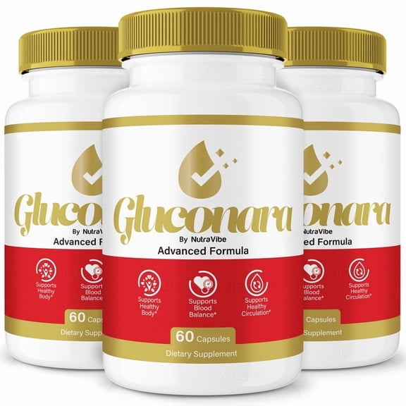 (3 Pack) Gluconara – Original Formula with a Clean Blend to Support Healthy Circulation, Natural Energy & Balanced Levels | Just 2 Easy-to-Swallow Pills Daily (180 Capsules)