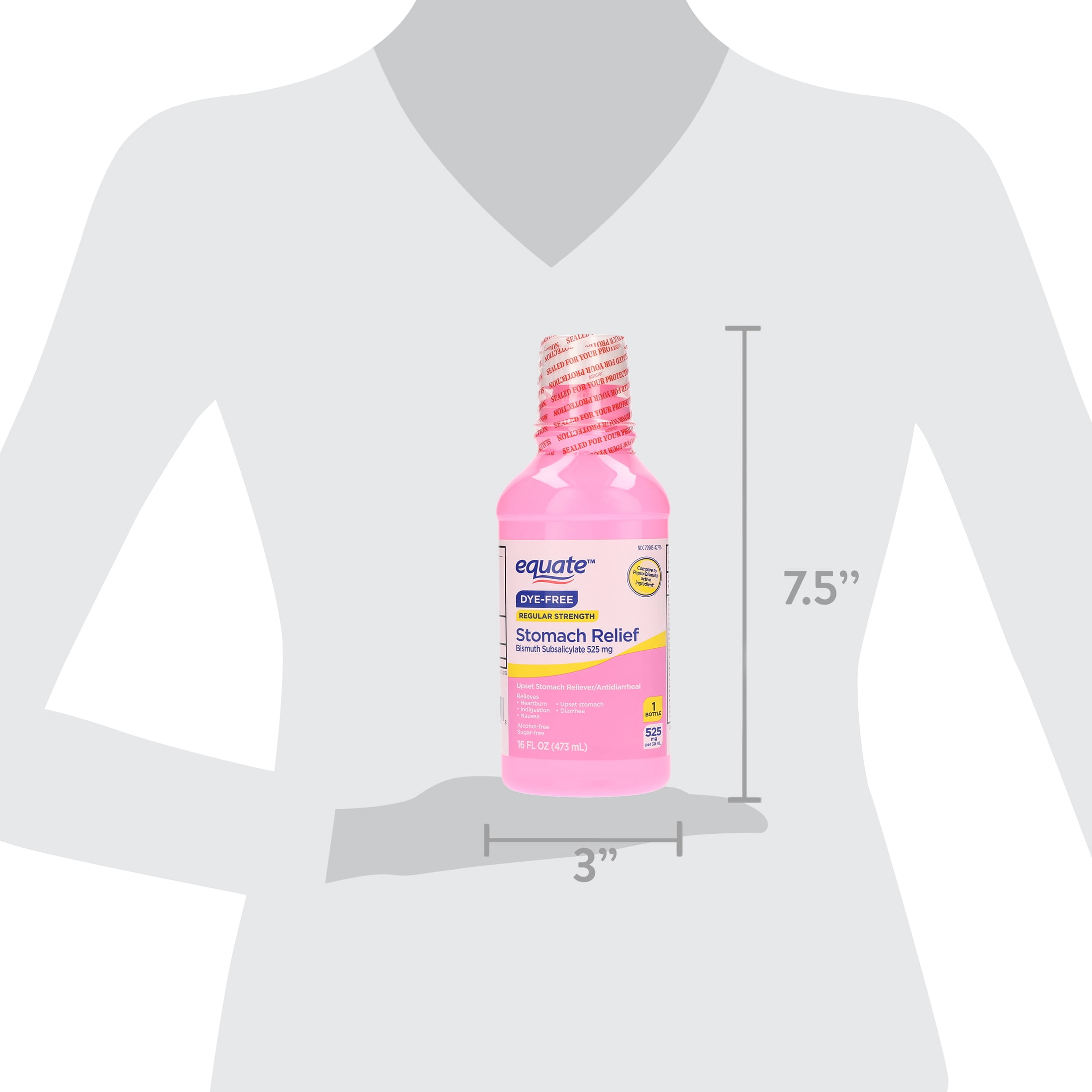 Equate Stomach Relief Bismuth Liquid, 525 mg, 16 fl oz