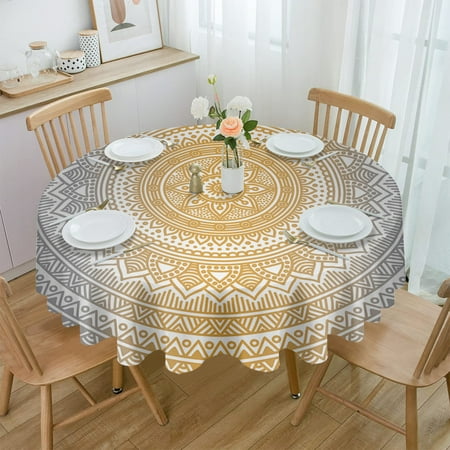 

Purple Turquoise Mandala Geometric Gradient Round Waterproof Tablecloth Home Decorative Table Cover Party Dining Table Cloth