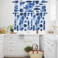 thumbnail image 3 of Abstract Color Block Kitchen Curtains Valances and Tiers Set of 3 Blue White Geometric Modern Art Tier Curtains and Valance with Rod Pocket for Small Windows, 27.5"x36", 3 of 9