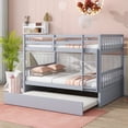 thumbnail image 6 of Bellemave Full Over Full Solid Rubber Wood Bunk Bed with Trundle and Ladder Convertible into 2 Full Size Beds with Headboard and Footboard 2 Full Bunk Bed with Twin Trundle, Light Gray, 6 of 11
