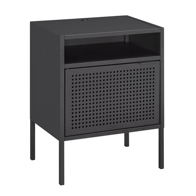 Picket House Furnishings Gemma Table de Nuit en Métal avec Port USB, Gris