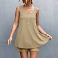 thumbnail image 2 of REORIAFEE Two Piece Outfits for Women Lounge Sets Going out Outfits Women's Spring Summer Tank Top Shorts Two Piece Casual Home Set Khaki L, 2 of 7