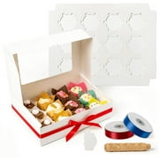 Katbite 12 Count Cupcake Boxes with Windows, 15 Pack Dozen Cupcake Containers for Bakery, Desserts, Muffins