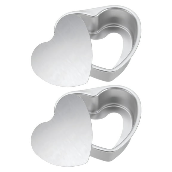 Uxcell 2Pcs Heart Shaped Cake Pan with Removable Loose Bottom 5" Cheesecake Aluminum Nonstick Layers Baking Pan