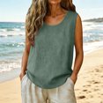 thumbnail image 2 of COMVALUE Womens Linen Cotton Flowy Tank Tops Oversized Sleeveless Gauze Shirts Button Down Summer Loose Lightweight Casual Cami Green for Size M, 2 of 7