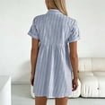 thumbnail image 4 of Womens Relaxed Fit Shirt Dress Striped Short Sleeve Button Front Turn Down Collar Knit Mini Casual Dress BU2 S, 4 of 5