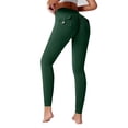 thumbnail image 2 of Women's Butt Lifting Leggings with Button Pockets, High Waist Tummy Control Workout Leggings, Squat Proof Cargo Yoga Pants for Running, Gym and Fitness Army Green S, 2 of 6