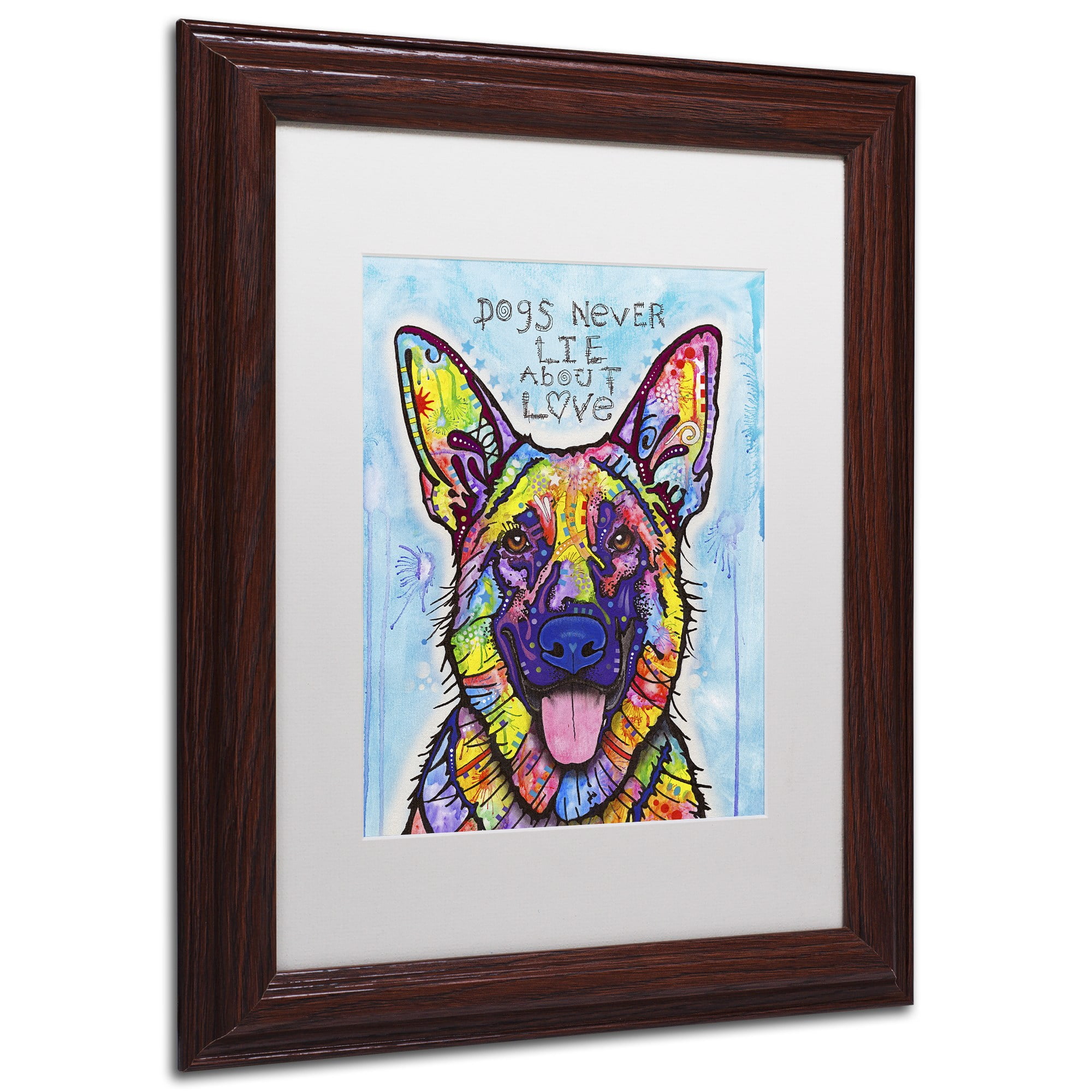 Trademark Fine Art 'Dogs Never Lie' Canvas Art by Dean Russo, White Matte, Wood Frame