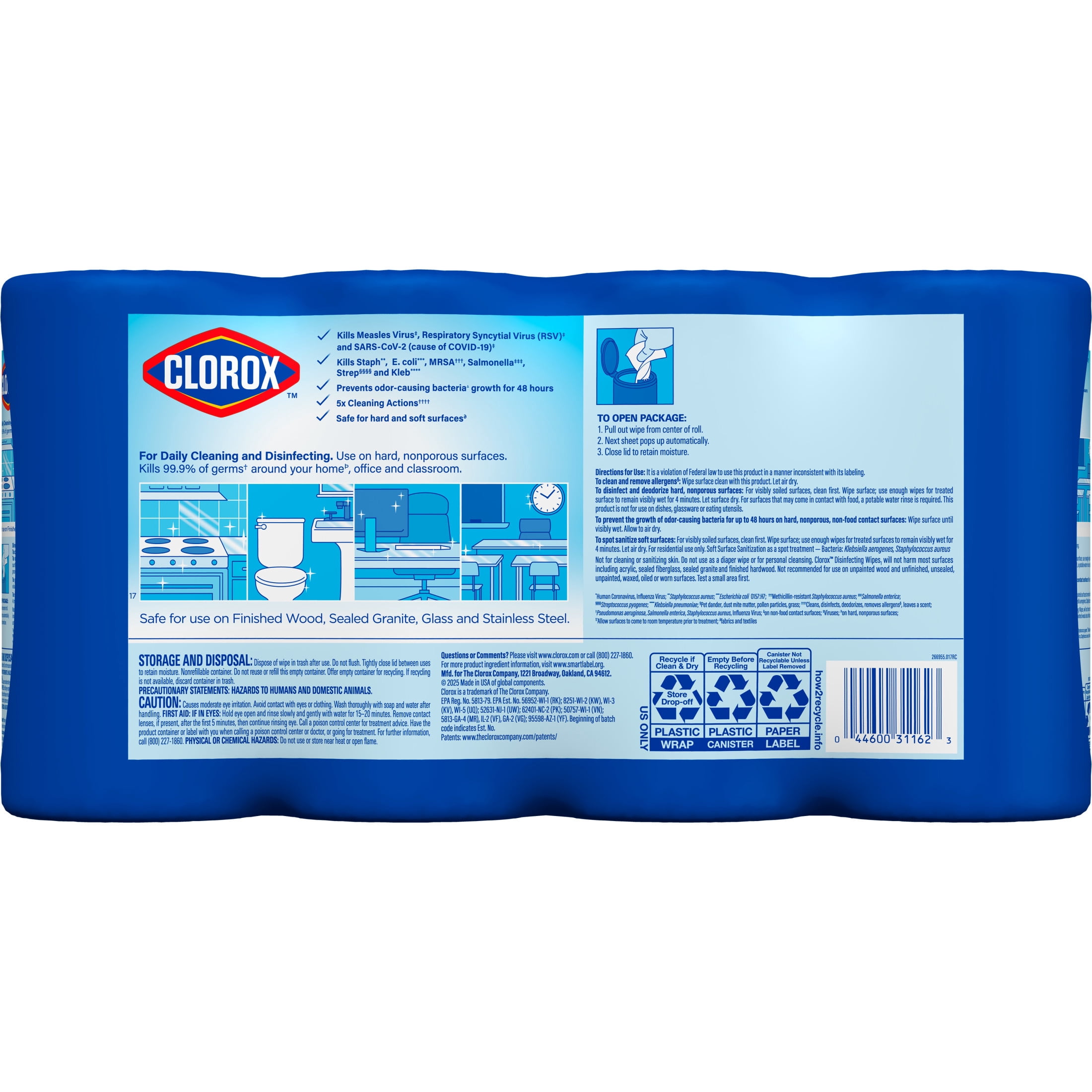 Clorox Bleach-Free Disinfecting and Cleaning Wipes, 75 Count Each, 4 Pack