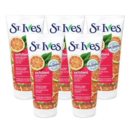 St. Ives Radiant Skin Face Scrub, Pink Lemon and Mandarin Orange, 6 OZ - 5 Pack