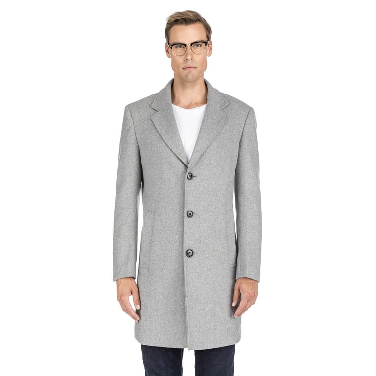 Men's Tailored Wool Blend Notch Collar Wool Blend Walker Car Men's Tailored Wool Blend Notch Collar Wool Blend Walker Car
