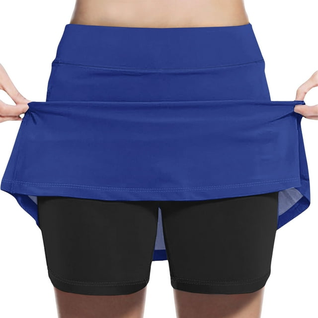 High Waist Skirt High Waist Pants Zhongda Girls' Fashion Solid Color Patchwork Loose High Waist A-Line Fake Two Piece Sports Pants Skirt Half Body Skirt