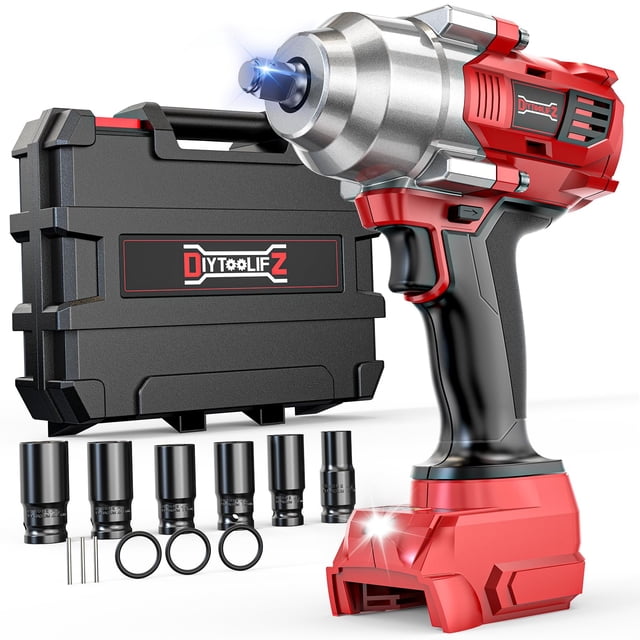 Llave de Impacto Inalámbrica DIYtoolifz 1/2" 1014 Nm de Torque con LED