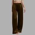 thumbnail image 2 of TTUHYWXI Womens Wide Leg Pajama Pants Satin Silk Casual Loose Elastic Waist Lounge Pants Pj Bottoms (Coffee, XL), 2 of 6