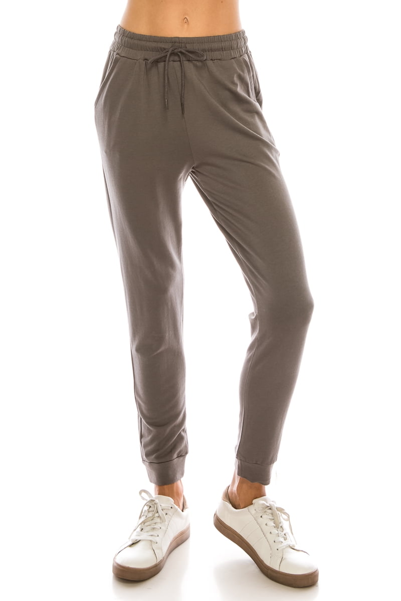 LA12ST - Women's Juniors Light Weighted French Terry Jogger Pants Drawstring Sleep Lounge Sweat