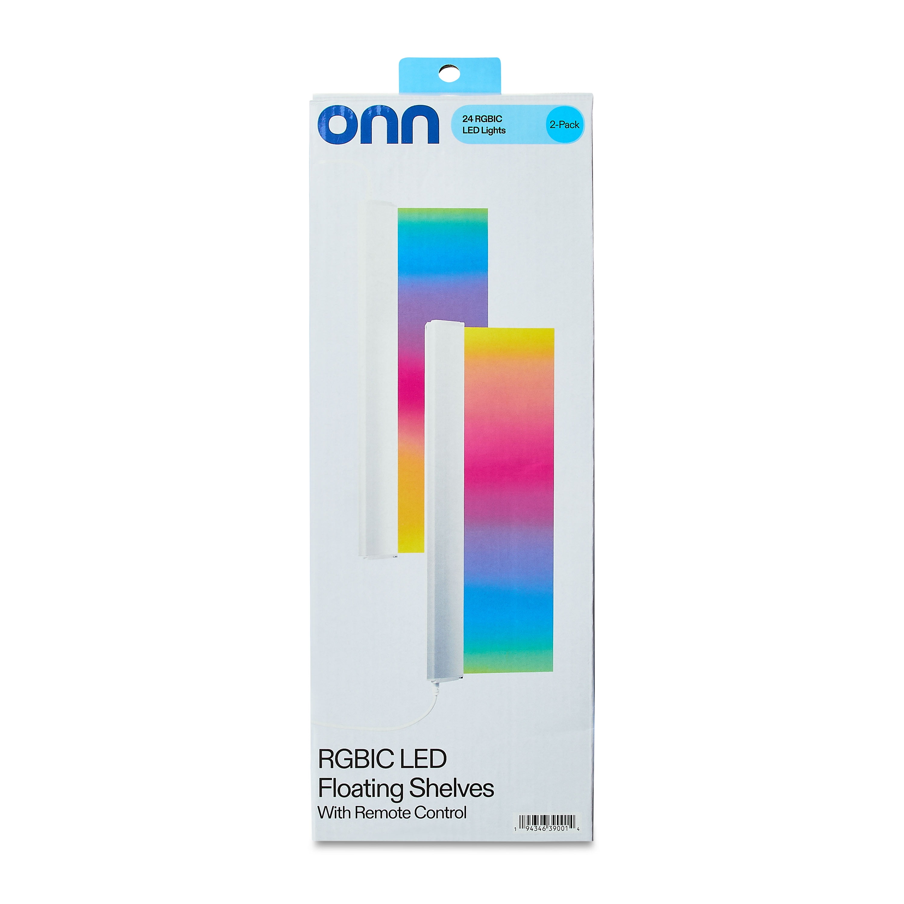 onn RGBIC LED Floating Shelves, 2 Pack
