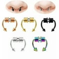 thumbnail image 2 of HOOUN Fashion Simple Nose Ring Non Piercing Magnetic Clip Cuff Nose Hoops Body Jewelry-Gold, 2 of 9