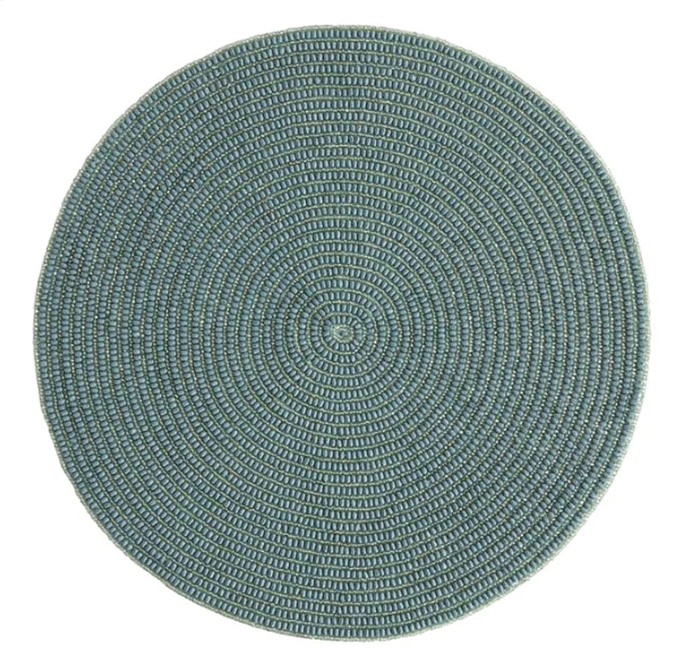 Northeast Home Goods Round Beaded Placemat Centerpiece, 15Inch (Blue