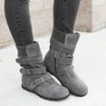 thumbnail image 2 of Winter Boots for Womens,Low Heel Slip On Casual Ankle Boots with Ring Buckle and Side Zipper Buckle Winter Bootie Gray Women Sandal, 2 of 6